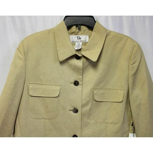 NWT Danielle Martin Women 12 Blazer Jacket Long Sleeve Work Linen Beige Lining - Picture 3 of 9